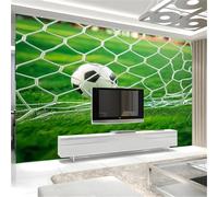 3D Printed Wallpaper Football Flying Into The Goal Grass Non-Woven Mural 200 x 140 cm Modern Photo Wallpaper Green Living Room Fashion Home Decor Wall Mural
