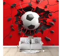 3D Printed Wallpaper Football Stuck in The Wall Non-Woven Mural 250 x 175 cm Modern Photo Red Wallpaper Living Room Home Decoration Wall murals Suitable for Children's Room