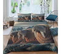 3D Printed Walrus Quilt Cover, Microfiber Duvet Cover Hidden Zipper for