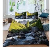 3D Printed Waterfalls Rivers Duvet Cover 200x200 3PC Duvet Set with Zipper Closure and 2 Pillowcases 50x75 Mountain Views Soft Breathable Microfiber Bedding Set 483-I