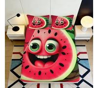 3D Printed watermelon character Fitted Sheet, Microfiber soft touch, vibrant decor, guest room bedding, anti-slip, machine washable 90x200x25cm