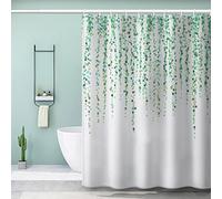 3D Printed Weeping Branch Shower Curtain 180x200 Waterproof Mould Mildew Resistant Polyester Fabric Washable Watercolor Green Summer Bath Curtains for Shower with 12 Hooks for Bathroom Decoration