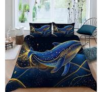 3D Printed Whale Duvet Cover Set King size,Soft Microfiber Hypoallergenic Chinese Style Starry Sky Bedding Set with Pillowcase, Quilt Cover with Zipper for Kids, Teens, Adults 1e19