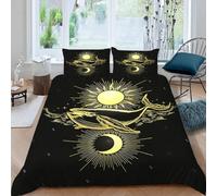 3D Printed Whale Duvet Cover Set Single size,Soft Microfiber Hypoallergenic Sun Moon Retro Bedding Set with Pillowcase, Quilt Cover with Zipper for Kids, Teens 1e4