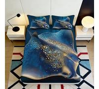 3D Printed Whale Shark Fitted Sheet Microfiber Deep Pocket Bedroom Bedding Set Anti-Slip Whale Shark Mattress Fitted Cover 140x200x25cm