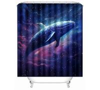 3D Printed Whale Starry Sky Dreamy Abstract Shower Curtain 240x200 cm Mould Proof Resistant Polyester Fabric Waterproof Bath Curtains for Shower with 12 rings for Bathroom Decoration