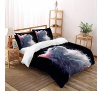 3D Printed White Cat Quilt Cover Cute Pet Animal Bedding Set 3 Pieces Soft Microfiber with Pillowcases,Hidden Zipper for Kid Teens Super King(260x220cm) Idea