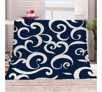 3D Printed White Curly Lines-7 Flannel Fleece Blanket （270GSM） Modern Art Style Super Cozy 220x240 cm Queen Size Fade Resistant Home Decor Gift - Machine Washable