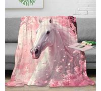 3D Printed White horse All Season Blanket Microfiber Soft Warm Bedding Breathable Fantasy art 1 Sofa Throw Lightweight All Season for Young Adults Renters Apartment Dwellers 70×80inch(180x200cm)