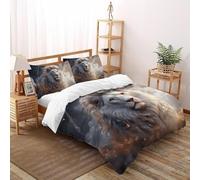 3D Printed White Lion Duvet Cover Wild Land Animal Bedding Set 3 Pieces Soft Microfiber with Pillowcases,Hidden Zipper for Teens And Adults King（220x240cm） Room Decor
