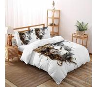 3D Printed White Lion Quilt Cover Wild Land Animal Bedding Set 3 Pieces Soft Microfiber with Pillowcases,Hidden Zipper for Kid Teens Super King（260x220cm） Idea