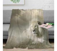 3D Printed White lion Throw Blanket Microfiber Ultra Soft Warm Bedding Fantasy wildlife art Lounge Throw Anti Static Non Pilling for Couples Families Guests 60x80inch(150x200cm)
