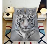 3D Printed White Tiger Fitted Sheet Microfiber Deep Pocket Non-Slip Bedroom Bedding White Tiger Mattress Fitted Cover for Adults 90x200x25cm