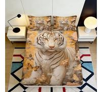 3D Printed White Tiger Fitted Sheet Microfiber Soft Floral Butterfly Mattress Cover for Bedroom Dorm Decor 120x200cm 160x200x25cm