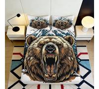 3D Printed Wild Bear Fitted Sheet Microfiber Deep Pocket Non-Slip Mountain Bear Mattress Fitted Cover Full Wrap Home 180x200x25cm
