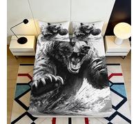 3D Printed Wild Bear Fitted Sheet Microfiber Soft Durable Forest Animal Bed Cover for Bedroom Guest Room Decor 90x200x25cm