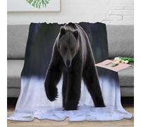 3D Printed Wild bear walking Warm Blanket Microfiber Warm Thermal Bedding Soft Nature wildlife scene Travel Blanket Compact Portable for Campers Travellers Students Young Adults 50x60inch(127x152cm)
