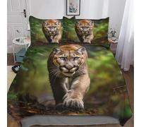 3D Printed Wild Tigers Duvet Cover 230x220 3PC Duvet Set with Zipper Closure and 2 Pillowcases 50x75 Forests Soft Breathable Microfiber Bedding Set 1360-I