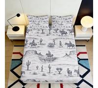 3D Printed Wild West Fitted Sheet Microfiber Deep Pocket Non-Slip Bedroom Bedding Western Design Mattress Fitted Cover Full Wrap 180x200x25cm