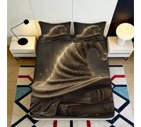 3D Printed Wizard Hat Fitted Sheet Microfiber Soft Dark Magic Bed Cover for Bedroom Dorm Mattress Protection Decor 90x200x25cm