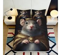 3D Printed Wizard Mouse Fitted Sheet Microfiber Soft Animal Art Bed Cover for Bedroom Dorm Mattress Protection 90x200x25cm