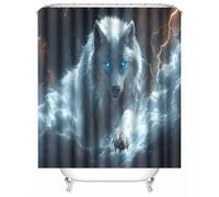 3D Printed Wolf Animal Snow Mountain Nature Shower Curtain 120x180 cm Mould Proof Resistant Quick Drying Polyester Fabric Waterproof Washable Bathroom Curtain with 12 rings for Art Deco