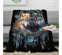 3D Printed Wolf Dreamcatcher Blanket Microfiber Warm Soft Bedding Cosy Fantasy Art Lounge Throw Premium Gift for Anniversary Wedding Birthday Celebrations 40x50inch(100x130cm)