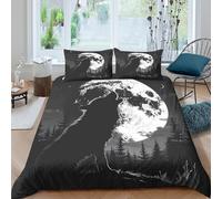 3D Printed Wolf Moon Duvet Cover, Microfiber Bedding Cover Hidden Zipper