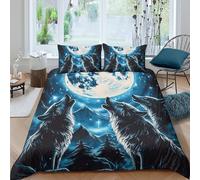 3D Printed Wolf Moon Duvet Cover, Microfiber Bedding Cover Hidden Zipper