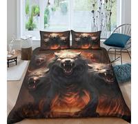 3D Printed Wolf pack Duvet Cover Polyester Fantasy beast art Comforter Cover Hypoallergenic Lightweight Quick Drying Soft Breathable for All Season Bedding King（220x240cm）