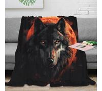 3D Printed Wolf with red eyes Sofa Throw Microfiber Ultra Soft Warm Bedding Fantasy wolf artwork Bed Throw Breathable All Season for Dorm Dwellers University Students Teens 50x60inch(127x152cm)