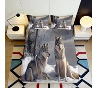 3D Printed Wolves Fitted Sheet, Microfiber Bed Cover, non-slip home