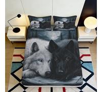 3D Printed Wolves Fitted Sheet, Microfiber Bed Cover, Non-slip Home Decor