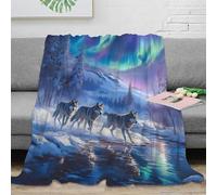 3D Printed wolves running Thermal Blanket Microfiber Warm Thermal Bedding Soft Winter landscape Fluffy Blanket Luxurious Gift for Friends Colleagues Loved Ones 50x60inch(127x152cm)