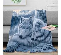 3D Printed wolves sleeping Throw Blanket Microfiber Warm Thermal Bedding Soft Artistic wildlife Warm Blanket Compact Portable Non Pilling for Campers Travellers Families 40x50inch(100x130cm)