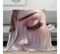 3D Printed woman crying art Blanket Microfiber Soft Warm Bedding Durable digital illustration Cosy Throw Machine Washable No Shedding for University Students Dorm Dwellers 50x60inch(127x152cm)