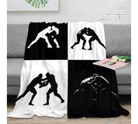 3D Printed Wrestling silhouettes Blanket Ultra Soft Microfiber Bedding Warm Breathable Athletic combat Throw Blanket Lightweight Machine Washable for Adults Kids Families 40x50inch(100x130cm)