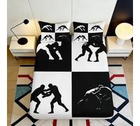 3D Printed Wrestling Style Fitted Sheet Microfiber Deep Pocket Non-Slip Wrestling Mattress Fitted Cover Full Wrap Bedroom Bedding for Adults Teens 120x200x25cm