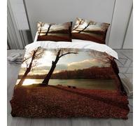 3D Printed Yellow Trees Super King Duvet Cover Set 3 Piece Microfibre Bedding Set Autumn Scenery Quilt Cover 260x220 cm with 2 Pillowcases 50x75 cm and Zipper Closure k.4158