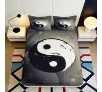 3D Printed Yin Yang Fitted Sheet Microfiber Black White Zen Art Mattress Cover Bedroom Decor Protection 90x200x25cm