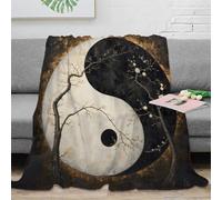 3D Printed Yin-Yang symbol Cosy Throw Microfiber Warm Thermal Bedding Soft Eastern spiritual art Couch Blanket Machine Washable No Shedding for Adults Couples Households 40x50inch(100x130cm)