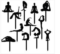3D Printed Yoga Cupcake Toppers - Set of 12 Solid Plastic Silhouettes - Reusable Birthday Party Decorations - Meditation Cake Picks for Wellness, Fitness & Zen Themes - Handmade in USA