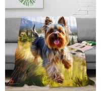 3D Printed Yorkshire Terrier Blanket Soft And Warm Super Soft Cozy Fuzzy Warm Throws with Anti-wrinkle/anti-tarnishing Lightweight for Bed And Sofa And Couch, Kids Adults 50x60inch(127x152cm)