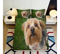 3D Printed Yorkshire Terrier Fitted Sheet Microfiber Soft Breathable Dog Bed Cover for Bedroom Guest Room Decor 90x200x25cm