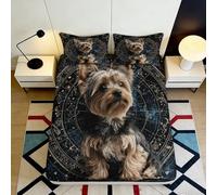 3D Printed Yorkshire Terrier Fitted Sheet Microfiber Soft Breathable Dog Portrait Bed Cover for Bedroom Dorm Mattress Decor 90x200x25cm