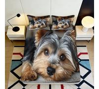 3D Printed Yorkshire Terrier Fitted Sheet Microfiber Soft Cute Dog Bed Cover for Bedroom Guest Room Mattress Protection Decor 90x200x25cm