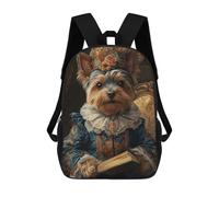 3D Printed Yorkshire Terrier Renaissance Duchess Vintage Dog Painting Children School Backpack Fashion Rucksack Casual Travel 17inch Backpacks Large Capacity Daypack for Boys Girls
