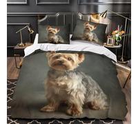 3D Printed Yorkshire Terrier Single Bed Duvet Cover Set For Kids Teens Cute Animals Bedding Set The Ultra-Soft 3 Pieces includes 1 Quilt Covers 135x200 and 2 Pillowcases K.284