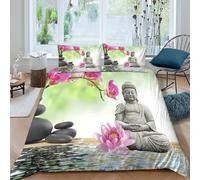 3D Printed Zen Buddha Duvet Cover, Microfiber Bedding Cover Hidden Zipper