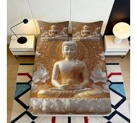 3D Printed Zen Buddha Fitted Sheet Microfiber Deep Pocket Bedroom Bedding Non-Slip Zen Mattress Fitted Cover for Adults Washable 160x200x25cm
